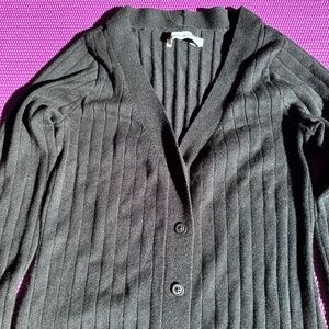 A&F Black Button Down Long Sleeve, Deep V Mini Sweater Dress - Small Petite